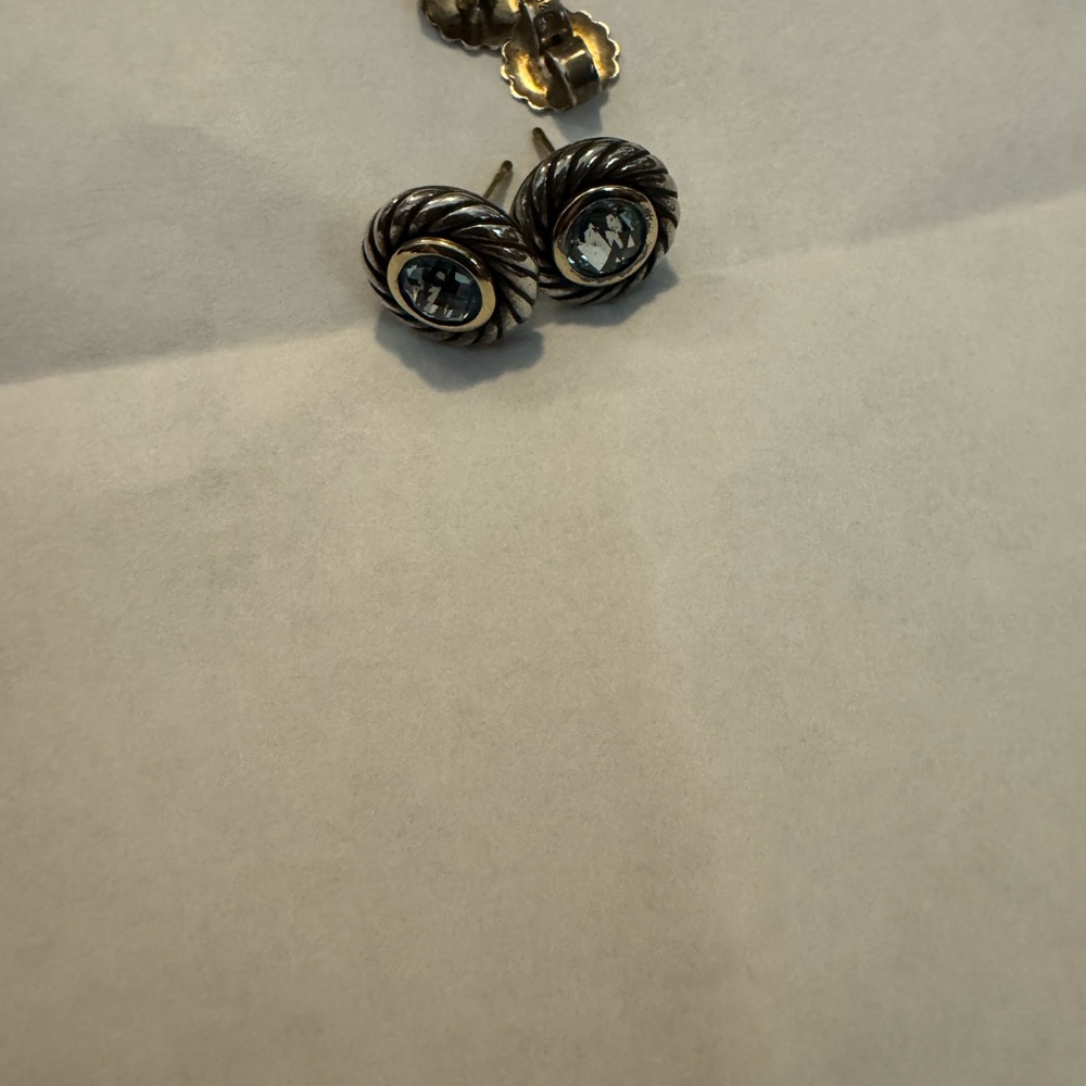 David Yurman blue topaz cable earrings - Picture 2 of 9